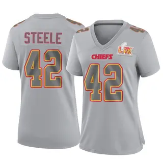 Game Women's Carson Steele Kansas City Chiefs Nike Atmosphere Fashion Super Bowl LIX Jersey - Gray