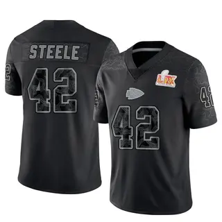 Limited Youth Carson Steele Kansas City Chiefs Nike Reflective Super Bowl LIX Jersey - Black